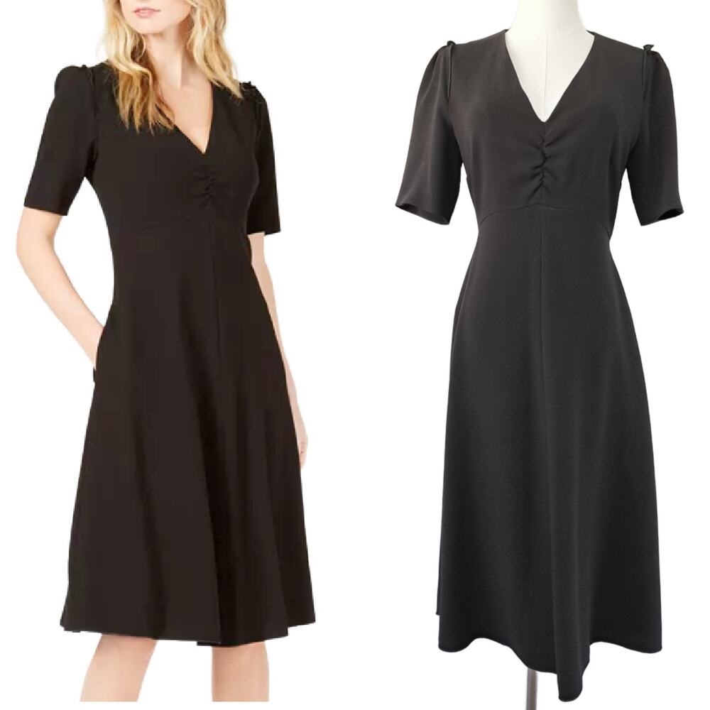 Max Mara Weekend Black Brenda Puff-Sleeve A-line Dress Size 8 US